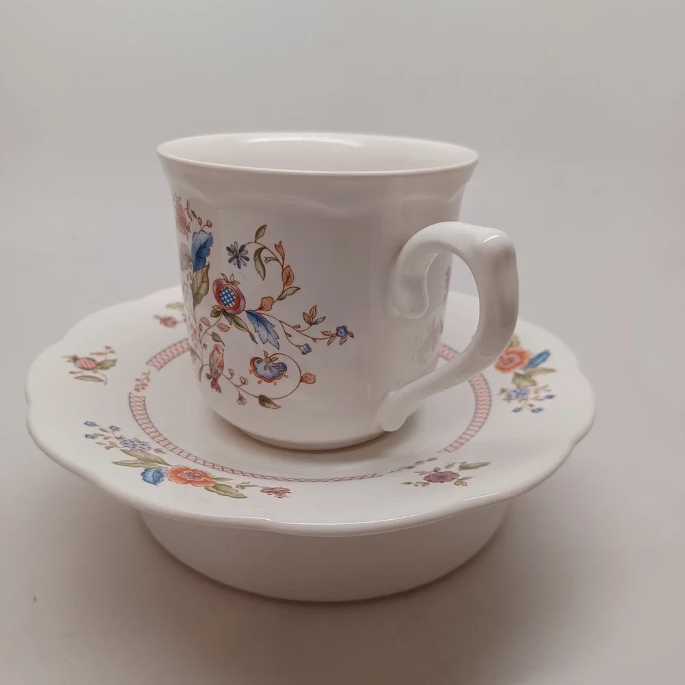Lenox Wind Chimes Lantana‎ Fine China Tea Cup and Saucer Set Floral Bird USA